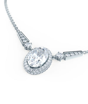 Unique Style Necklace with 0.70 CT Oval Cut Moissanite