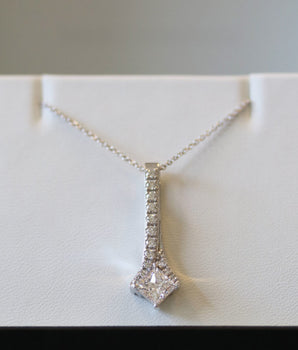 Drop Statement Necklace with 0.50 CT Princess Cut Moissanite