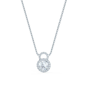 Halo Necklace with 0.50 CT Round Cut Moissanite