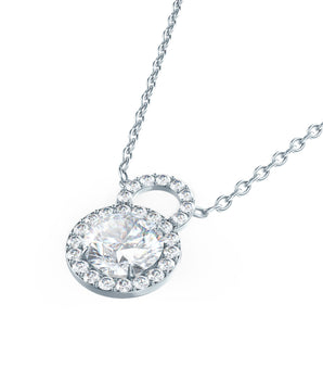 Halo Necklace with 0.50 CT Round Cut Moissanite